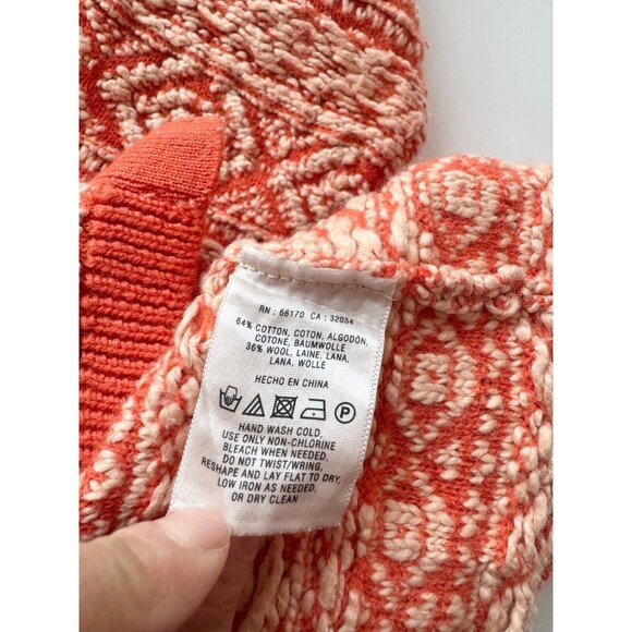 MOTH Orange Cotton Jacquard Knit Duster Cardigan Sweater, Size M - Picture 14 of 15